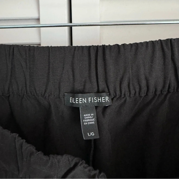 Eileen Fisher Pull On Cropped Black Pants Lightweight Size Large - Picture 3 of 7